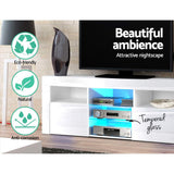 Hanns 160cm TV Cabinet Entertainment Unit Stand RGB LED Gloss Furniture - White