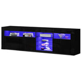 Hanns 180cm TV Cabinet Entertainment Unit Stand RGB LED Gloss 3 Doors - Black