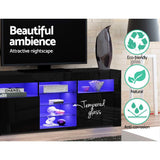 Hanns 180cm TV Cabinet Entertainment Unit Stand RGB LED Gloss 3 Doors - Black