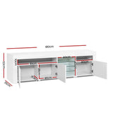Hanns 180cm TV Cabinet Entertainment Unit Stand RGB LED Gloss 3 Doors - White