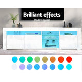 Hanns 180cm TV Cabinet Entertainment Unit Stand RGB LED Gloss 3 Doors - White