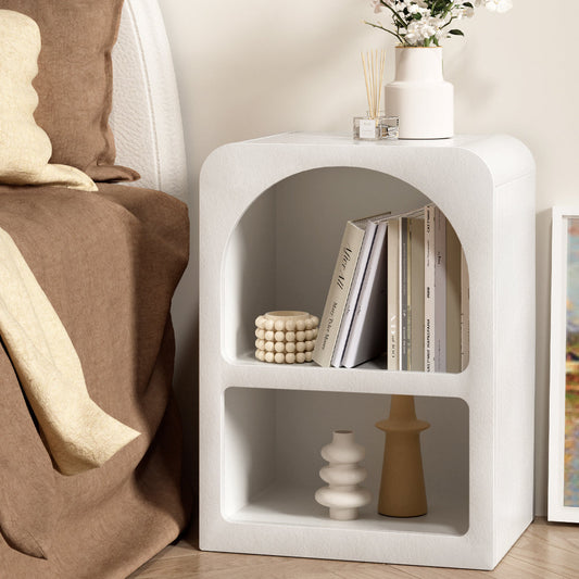 Caledon Wooden Bedside Table Shelves Side End Storage Nightstand - White