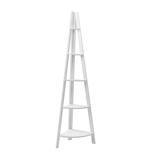 Artiss Bookshelf Corner Shelf 5 Tiers - Cane White