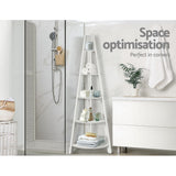 Artiss Bookshelf Corner Shelf 5 Tiers - Cane White