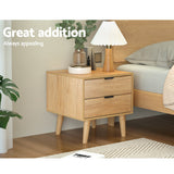 Barrie Wooden Bedside Table Nightstand with 2 Drawers - Pine
