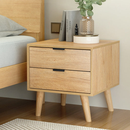 Barrie Wooden Bedside Table Nightstand with 2 Drawers - Pine