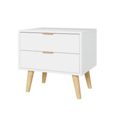 Barrie Wooden Bedside Table with 2 Drawers - White