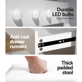 Dressing Table LED Makeup Mirror Stool Set 12 Bulbs Vanity Desk White