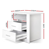 Eustache Wooden Bedside Table Storage Cabinet Side Table with 2 Drawers - White