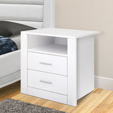 Eustache Wooden Bedside Table Storage Cabinet Side Table with 2 Drawers - White