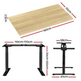 Artiss Standing Desk Motorised Dual Motor White Oak 140cm