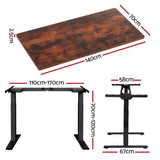 Artiss Standing Desk Motorised Dual Motor Rustic Brwon 140cm