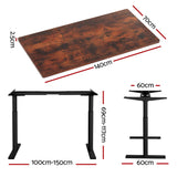 Artiss Standing Desk Motorised Electric Dual Motor Rustic Brown 140cm