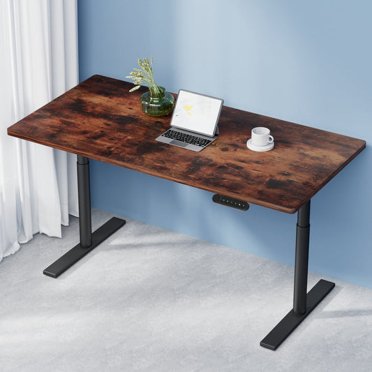 Artiss Standing Desk Motorised Electric Dual Motor Rustic Brown 140cm