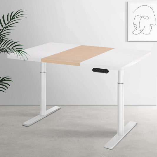 Artiss Standing Desk Motorised Electric Dual Motor Splice White Pine 120cm