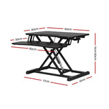 Artiss Standing Desk Riser Height Adjustable Black 80cm
