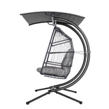 Bryce Egg Swing Chair Rattan Double Hanging Wicker with Stand - Grey