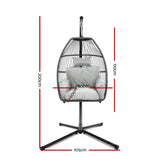 Halle Egg Hanging Swing Chair Stand Pod Wicker - Grey