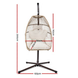 Halle Outdoor Egg Swing Chair Hanging Chair Wicker Rope Pod Stand Cushion - Latte