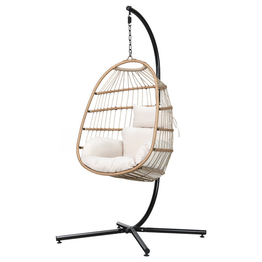 Halle Egg Swing Chair Stand Hanging Wicker Seat - Yellow