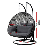 Andrew Outdoor Egg Swing Chair Wicker Furniture Pod Stand Cushion 2 Seater - Grey