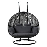 Andrew Outdoor Egg Swing Chair Wicker Furniture Pod Stand Cushion 2 Seater - Grey