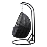 Andrew Outdoor Egg Swing Chair Wicker Furniture Pod Stand Cushion 2 Seater - Grey