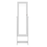 Jewellery Cabinet Mirror Free Standing - White