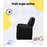 Percy Kids Recliner Chair Linen Soft Sofa Lounge Couch Children Armchair - Black