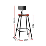 Set of 2 Assen Bar Stools Pinewood Metal - Black & Wood