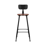 Set of 2 Assen Bar Stools Pinewood Metal - Black & Wood