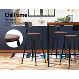 Set of 2 Assen Bar Stools Pinewood Metal - Black & Wood