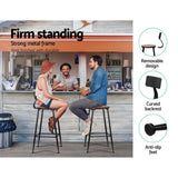 Set of 2 Assen Bar Stools Pinewood Metal - Black & Wood