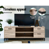 Maja 132cm TV Cabinet Entertainment Unit Stand Industrial Wooden Metal Frame - Oak