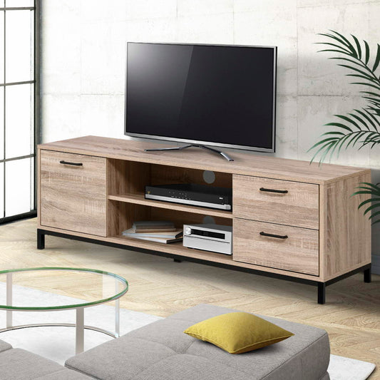 Maja 132cm TV Cabinet Entertainment Unit Stand Industrial Wooden Metal Frame - Oak