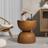 Iskander 40cm Side End Table Terrazzo Hourglass Magnesia Stool Stand Top - Oak