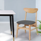 Tate Set of 4 Dining Chairs Kitchen Table Natural Wood Linen Fabric Cafe Lounge - Natural