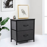 Moose Fabric Bedside Table with 2 Drawers - Dark Grey