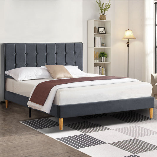 Chrome Bed & Mattress Package - Grey Queen