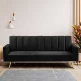 Mari 3-Seater Sofa Bed Convertible Velvet Lounge Recliner Couch Sleeper - Black