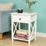 Caraquet Wooden Bedside Table - White