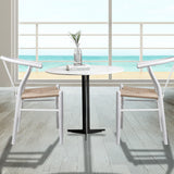 Jett Set of 2 Dining Chairs Rattan Seat Side Kitchen Wood Furniture - White