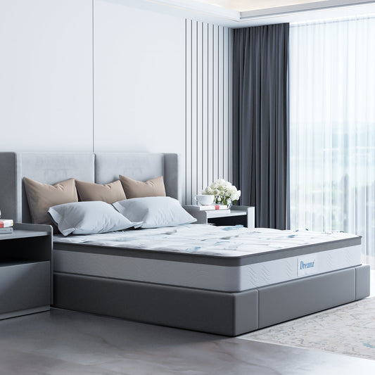 Cosseted Bed & Mattress Package with 25cm Mattress - Black & Wood Double