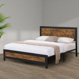 Balmy Bed & Mattress Package with 32cm Mattress - Black & Wood Queen