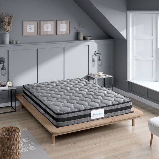 Cosseted Bed & Mattress Package with 22cm Mattress - Black & Wood Queen