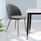 Cade Set of 2 Dining Chairs Seat Velvet French Provincial Kitchen Lounge - Grey