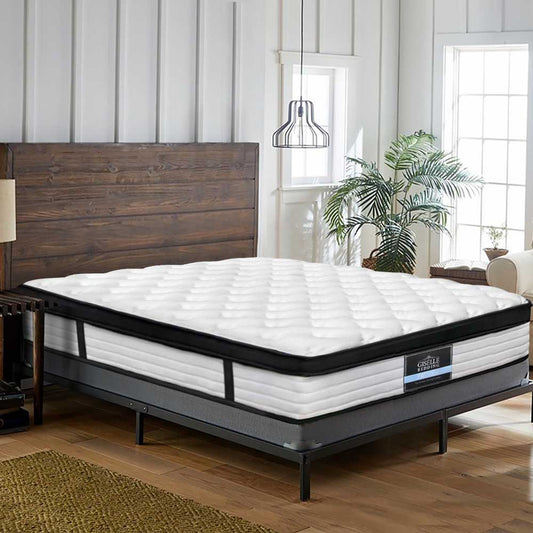 Chrome Bed & Mattress Package - Grey Queen