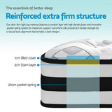 Kent 24cm Thick Tight Top Pocket Spring Mattress - Queen