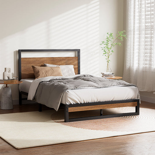 Florence Metal Bed Frame Base Platform - Black King Single