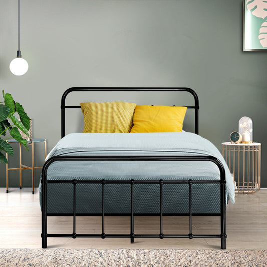 Jupiter Bed & Mattress Package with 34cm Black Mattress - Black King Single